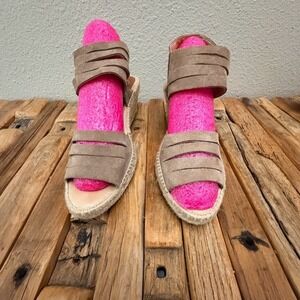 Kanna Tan Suede Espadrille Wedge Sandals Made in Spain 20KV9491 Size 9.5 41